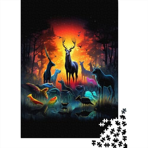 Jungle Animals Holzpuzzle 1000 Teile für Erwachsene anspruchsvolles Puzzle für Erwachsene Geschenk mit 1000 Teilen oder Ganzstück für Männer und Frauen 1000 Stück (75 x 50 cm) von BJLZGUDFV