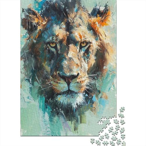 Lion 1000 Stück Erwachsene Puzzle Spiele Entspannung und Intelligenz Puzzle für Familienspiel Geschenk Für Liebe Und Freund Nachhaltiges Holzpuzzle 1000 Stück (75 x 50 cm) von BJLZGUDFV