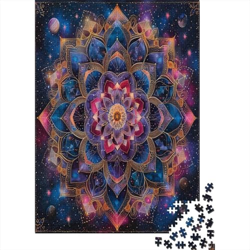 Mandala Flower Puzzle 1000 Teile für Erwachsene Holzpuzzle 1000 Teile Familienspiel anspruchsvolles Puzzle Wanddekoration 1000 Stück (75 x 50 cm) von BJLZGUDFV