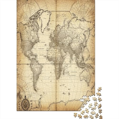 Map of Europe Puzzle mit 1000 Teilen für Erwachsene Holzpuzzle 1000 Teile Familienspiel anspruchsvolles Puzzle Wanddekoration 1000 Stück (75 x 50 cm) von BJLZGUDFV