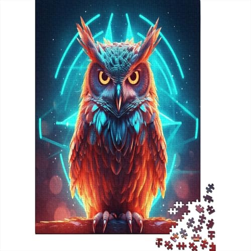 Owl Puzzle mit 1000 Teilen für Erwachsene Holzpuzzle 1000 Teile Familienspiel anspruchsvolles Puzzle Wanddekoration 1000 Stück (75 x 50 cm) von BJLZGUDFV