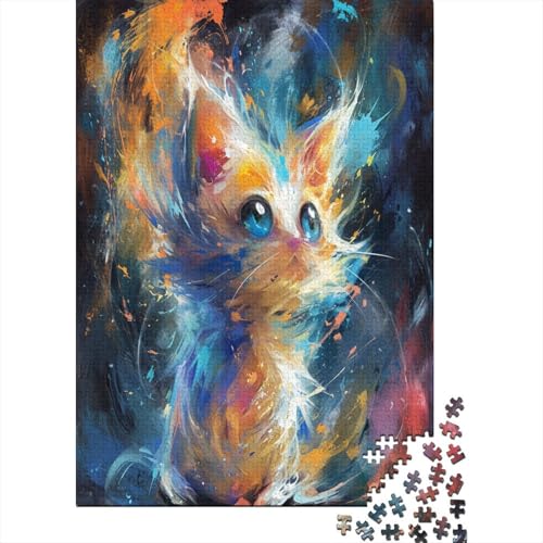 Painted Cat Puzzle 1000 Teile für Erwachsene Holzpuzzle 1000 Teile für Erwachsene Puzzlespiel Dekoration Puzzle 1000 Teile (75 x 50 cm) von BJLZGUDFV