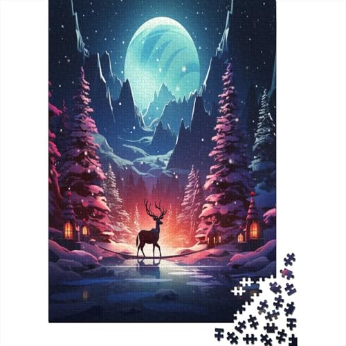 Reindeer Puzzles, Puzzle 1000 Teile, Puzzle für Erwachsene, Kollektion Challenge, unmögliche Puzzles, hochwertiges Druck-Puzzle 1000 Stück (75 x 50 cm) von BJLZGUDFV