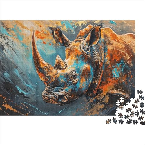 Rhinoceros Puzzle 1000 Teile,für Erwachsene, Impossible Puzzle,farbenfrohes Legespiel,Geschicklichkeitsspiel Für Die Ganze Familie,Erwachsenenpuzzle Puzzel 1000pcs (75x50cm) von BJLZGUDFV