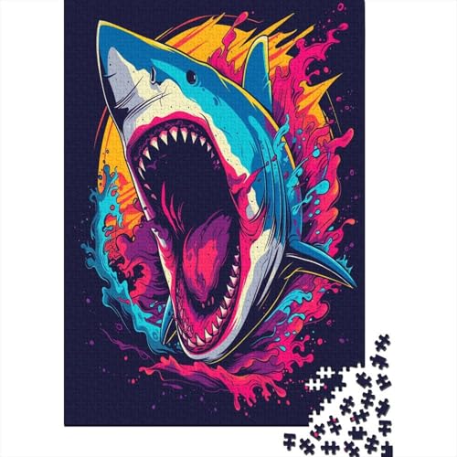 Shark 1000 Teile für Erwachsene, anspruchsvolles Puzzle, pädagogische Spiele, tolles Geschenk für Erwachsene, 1000 Stück, 1000 Stück (75 x 50 cm) von BJLZGUDFV