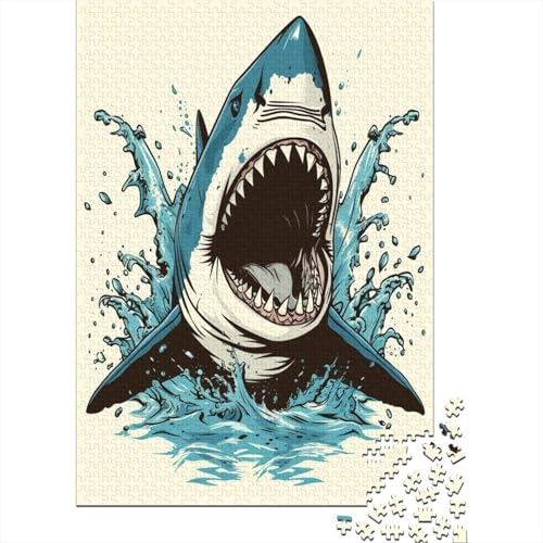 Shark Holzpuzzle 1000 Teile für Erwachsene anspruchsvolles Puzzle für Erwachsene Geschenk mit 1000 Teilen oder Ganzstück für Männer und Frauen 1000 Stück (75 x 50 cm) von BJLZGUDFV