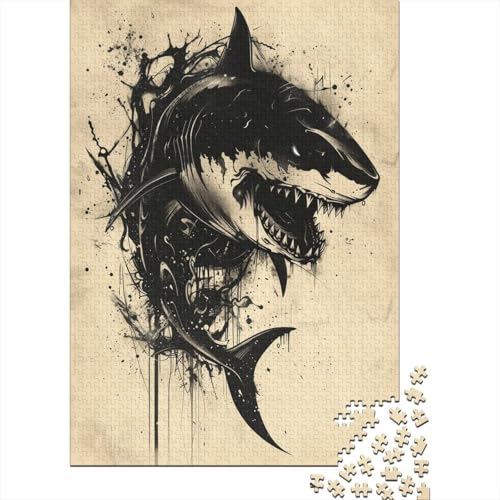 Shark Puzzle für Erwachsene Holzpuzzle 1000 Teile Entspannendes Puzzle Geschenk Für Erwachsene Puzzle 1000 Teile Puzzlespiel Wohnkultur 1000 Stück (75 x 50 cm) von BJLZGUDFV