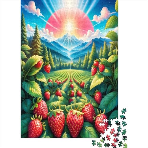 Strawberry 1000 Stück Erwachsene Puzzle Spiele Entspannung und Intelligenz Nachhaltiges Holzpuzzle Puzzle für Familienspiel Geschenk für Liebe und Freund Nachhaltig 1000 Stück (75 x 50 cm) von BJLZGUDFV