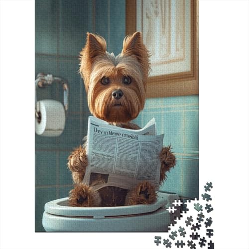 Yorkshire Terrier Puzzle 1000 Teile für Erwachsene Holzpuzzle 1000 Teile Familienspiel anspruchsvolles Puzzle Wanddekoration 1000 Stück (75 x 50 cm) von BJLZGUDFV