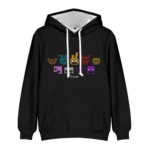 BJMAND FNAF Kapuzenpullover mit 3D-Druckmuster, Pullover, Kapuzen-Sweatshirt, lässig, langärmelig, Spiel-Hoodies (C, 140) von BJMAND