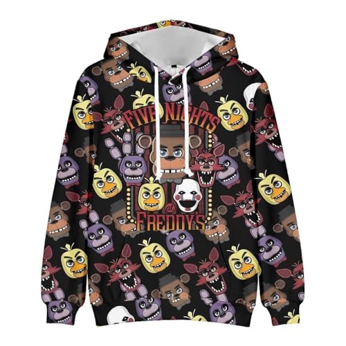 BJMAND FNAF Kapuzenpullover mit 3D-Druckmuster, Pullover, Kapuzen-Sweatshirt, lässig, langärmelig, Spiel-Hoodies (E,110) von BJMAND