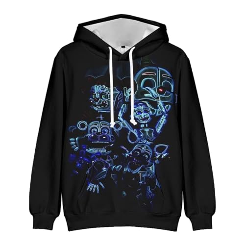 BJMAND FNAF Kapuzenpullover mit 3D-Druckmuster, Pullover, Kapuzen-Sweatshirt, lässig, langärmelig, Spiel-Hoodies (G,100) von BJMAND