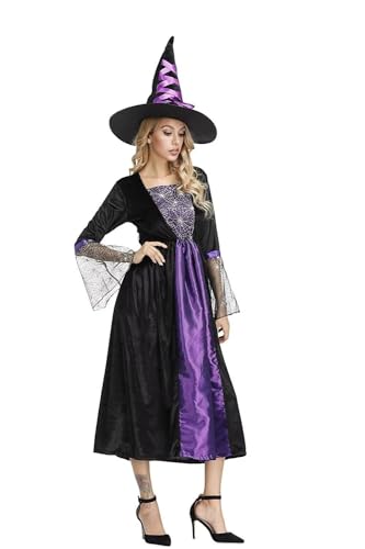 BJMAND Hexenkostüm für Damen, Halloween, Erwachsene, Piratenkleid, Freibeuter, lustiges Cosplay, Party, Pretend (Lila, XS) von BJMAND