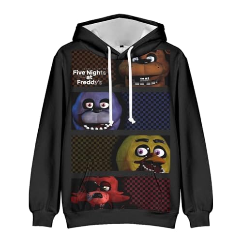 FNAF Kapuzenpullover mit 3D-Druckmuster, Pullover, Kapuzen-Sweatshirt, lässig, langärmelig, Spiel-Hoodies (B, 110) von BJMAND