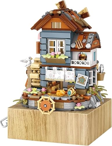 Windmühle Spieluhr Architektur, 799 Stück Spieluhr-Bausteine für Kinder und Erwachsene, 10,4 x 10,4 x 13,9 cm von BJMAND