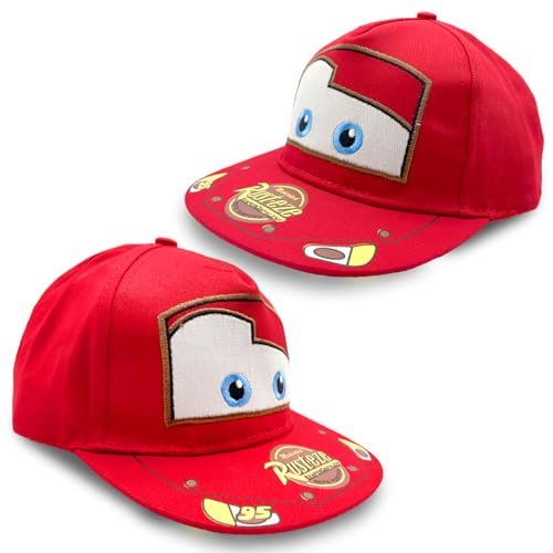 2PCS Lightning Mcqueen Baseball Cap Kinder, Lightning Mcqueen Cars Basecap Kinder, Lightning Mcqueen Kappe Kinder, Mcqueen Red Car Children's Sun Hat, Adjustable Cotton Racing Cap Toddlers, Age 2-14 von BJPERFMS