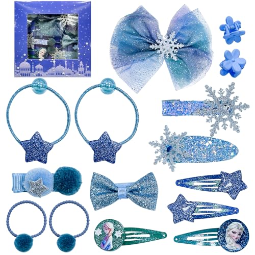 Frozen Haarschmuck, 15PCS Anna und ELSA Haarschmuck, Frozen Hair Clips, Girls' Hair Accessories, Children's Jewellery, ELSA Eiskönigin Hair Clips, Hair Ring, Die Eiskönigin Jewellery Set von BJPERFMS