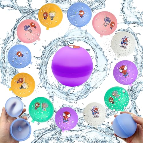 Wasserbomben Wiederverwendbar, Spider Wasserbomben, 12PCS Spider Wasserballons Selbstschließend, Wasserspielzeug Wasserbälle für Outdoor Spiele, Sommerpartys, Strandspielzeug von BJPERFMS