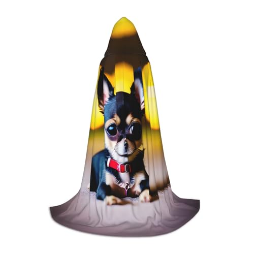 BKDODKS Chihuahua-Hunde-Aufdruck, Halloween-Umhang mit Kapuze, Unisex, für Cosplay, Gothic, Renaissance und mehr von BKDODKS