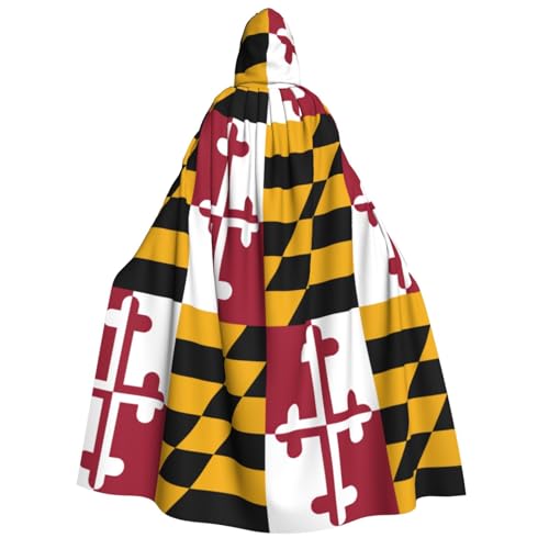 BKDODKS Maryland State Flag Print Hooded Cloak Men Women - Versatile Cosplay Cloak Halloween Carnival Theme Decor von BKDODKS