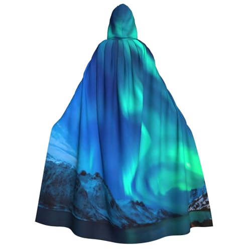 BKDODKS Northern Lights Print Hooded Cloak Men Women - Versatile Cosplay Cloak Halloween Carnival Theme Decor von BKDODKS