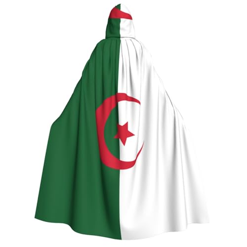 BKDODKS Umhang mit Kapuze für Herren und Damen, Motiv: Flagge von Algerien, vielseitiger Cosplay-Umhang, Halloween, Karneval, Themen-Dekor von BKDODKS