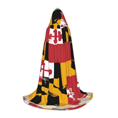 BKDODKS Umhang mit Maryland-Flagge, Halloween, mit Kapuze, Unisex, für Cosplay, Gothic, Renaissance und mehr von BKDODKS