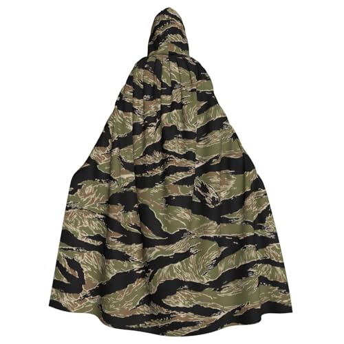 BKDODKS Vielseitiger Kapuzenumhang mit Tigerstreifen, Camouflage-Druck, Halloween, Cosplay, Partys, Festivals, Kapuzenumhang von BKDODKS