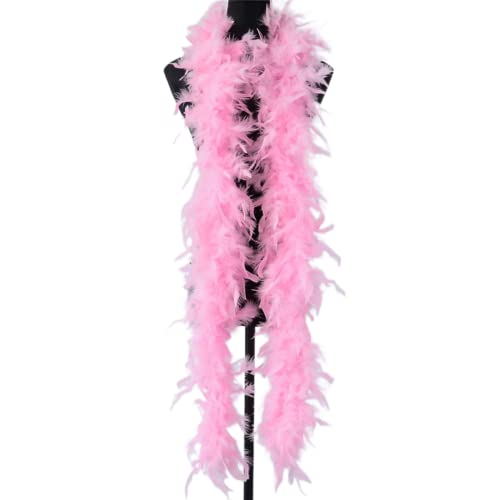 BKPAPTXY Feather Boa 80g/2m Lang Erwachsene Unisex Farbe Feder Boa Verkleidung Accessoire, Supersoft Flauschige Hochzeit Karneval Dekorationen 1920er Jahre Burlesque Federn (5 Stück Rosa) von BKPAPTXY