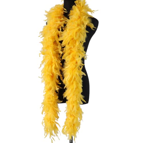 BKPAPTXY Feder Boa 80g/2m Lang Erwachsene Unisex Farbe Feder Boa Verkleidung Zubehör Superweich Flauschige Hochzeit Karneval Dekorationen 1920er Jahre Burlesque-Federn (Gelb) von BKPAPTXY