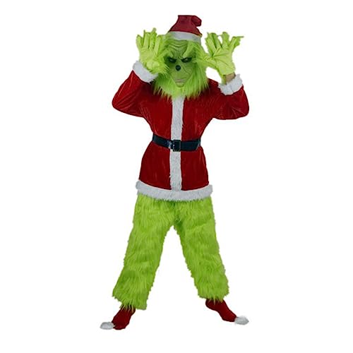 BKPAPTXY Grünes großes Monster-Kostüm für Kinder, Weihnachtsmann-Anzug, grünes Deluxe-Erwachsenen-Outfit, pelzig (Erwachsenenkostüm B, XL) von BKPAPTXY