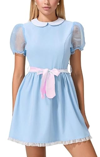 BKPAPTXY Halloween-Zwillingskostüm für Damen, seltsames Puppenkostüm, Halloween-Party, Puffärmel, Feenkleid (gemischte Farben, L) von BKPAPTXY