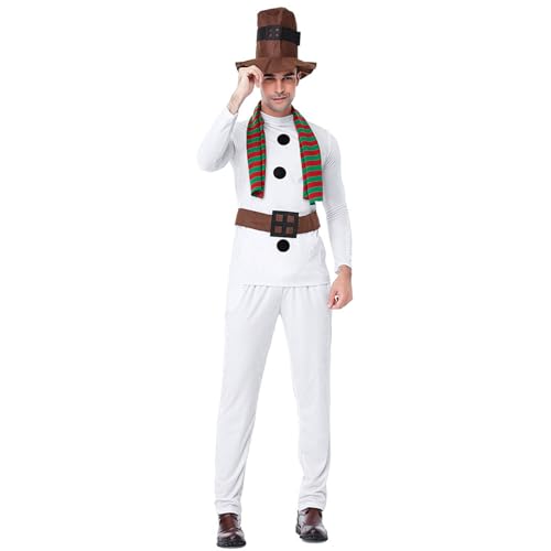 BKPAPTXY Schneemann-Kostüm für Erwachsene, 5-teilig, Halloween-Kostüm, Weihnachtsoutfits (Herren, Einheitsgröße) von BKPAPTXY