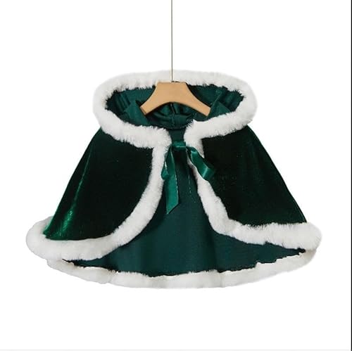 BKPAPTXY Weihnachtsumhang für Damen, Cosplay, Weihnachtsmann-Umhang, lustiger Weihnachtsmannhelfer, grüner Elfenumhang, Umhang mit flauschigem Rand (Armeegrün, Einheitsgröße) von BKPAPTXY