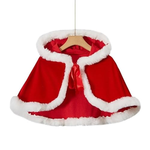 BKPAPTXY Weihnachtsumhang für Damen, Cosplay, Weihnachtsmann-Umhang, lustiger Weihnachtsmannhelfer, grüner Elfenumhang, Weihnachtsumhang mit flauschigem Rand, Umhang (rot, Einheitsgröße) von BKPAPTXY