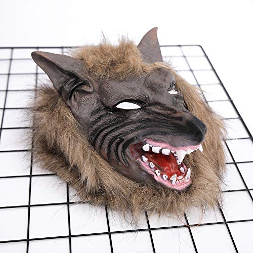 BKSCAYXS Holloween Wolfskopfmaske und Krallen – Horror-Maske, Party, Cosplay, Kostüm, Werwolf, Verkleidung, Maske, perfektes Halloween-Kostüm-Geschenk von BKSCAYXS