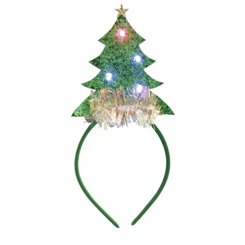 Weihnachtsschmuck, beleuchteter Weihnachtsbaum-Stirnband, Kopfschmuck, Dekoration, Partyzubehör, 2024 (G, Einheitsgröße) von BKSCAYXS