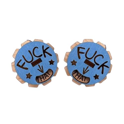 F*ck Off Pin,Spoof Spinner Pin,Rotatable Roulette Spinning Pin,Wooden Spoof Pins,Funny Pins for Adults,Handmade Flippable Gag Gift for Men Women,for Clothes Backpacks (2 PCS Light Blue) von BKSYCOOL