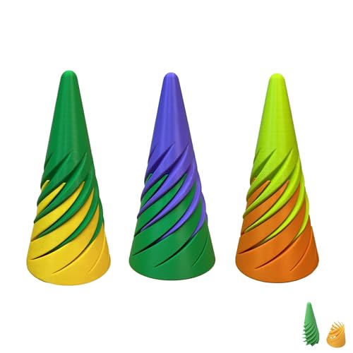 Unmögliche Pyramiden-Durchgangsskulptur, Spiralkegel-Geige-Zappelspielzeug mit Helix-Nuss, Mini-Vortex-Faden-Illusion, 3D-gedruckte Pyramiden-Durchgangsskulptur (3-teiliges Set) von BKSYCOOL