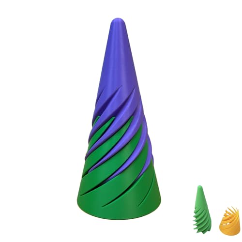 Unmögliche Pyramiden-Durchgangsskulptur, Spiralkegel-Geige-Zappelspielzeug mit Helix-Nuss, Mini-Vortex-Faden-Illusion, 3D-gedruckte Pyramiden-Durchgangsskulptur (Lila+Grün) von BKSYCOOL