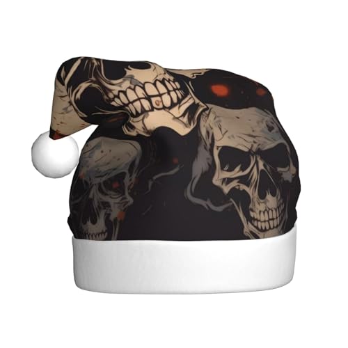 BKTRAVERPT Coole Totenkopf-Grafik – Weihnachtsmannmützen: weicher Plüsch, klassisch, personalisierbar, Weihnachtsmütze für Erwachsene – perfekt für Weihnachtsbaumdekoration und von BKTRAVERPT