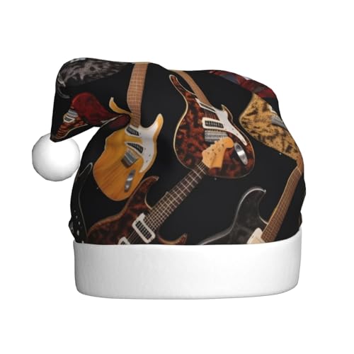 BKTRAVERPT Gitarren – Weihnachtsmannmützen: weicher Plüsch, klassisch, personalisierbar, Weihnachtsmütze für Erwachsene – perfekt für Weihnachtsbaumdekoration und Weihnachts-/Neujahrsfeiertage von BKTRAVERPT