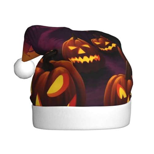 BKTRAVERPT Happy Halloween – Weihnachtsmannmützen: weicher Plüsch, klassisch, personalisierbar, Weihnachtsmütze für Erwachsene – perfekt für Weihnachtsbaumdekoration und Weihnachts-/Neujahrsfeiertage von BKTRAVERPT