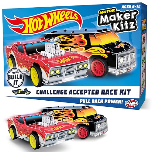 BLADEZ Hot Wheels Toyz Pull Back Racer Kit Set – Street Racers Doppelpack mit Roger Dodger Auto & Super Van – Hot Wheels Maker Kitz – Einfach zu bauender umweltfreundlicher Spaß & STEM-Lernen für von BLADEZ