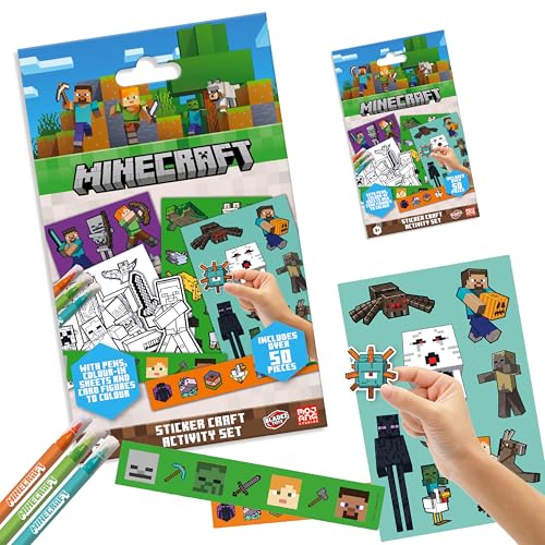 Minecraft by Bladez Toyz Aufkleber-Set mit über 50 Aufklebern – 1 Packung – Aufkleber für Kinder – kreativer Spaß für Kinder – perfekt für Mitgebsel & Geschenke – inklusive Charakterkarten & von BLADEZ