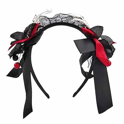 Allerheiligen Ghost Hands Hairband Bow Lace Headband Hair Accessories Party, Role Play Witch Headband Ghost Hands with Bow Shape Halloween Role Play Party Holiday Prom Applicable (Schwarz) von BLAFT