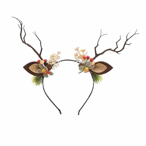 Allerheiligen Kopfschmuck Geweih Haarband, Geweih Haarband, Weihnachten Geweih Haarband MäDchen Dame Niedlich Haarband Mit Blume Stirnband Karneval (Weihnachtsbaum Zweig Haarband, 26 * 25 * 5cm) von BLAFT