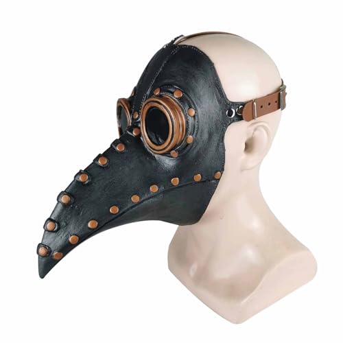 BLAFT Allerheiligen Pest Vogelschnabel Maske Punk Leder Ungeziefer Arzt Kopfschmuck, Leder Ungeziefer Arzt Kopfschmuck Steampunk Mittelalter Vogelschnabel Maske (Gelb mit kurzer Tülle, 35 x 34 x 5) von BLAFT