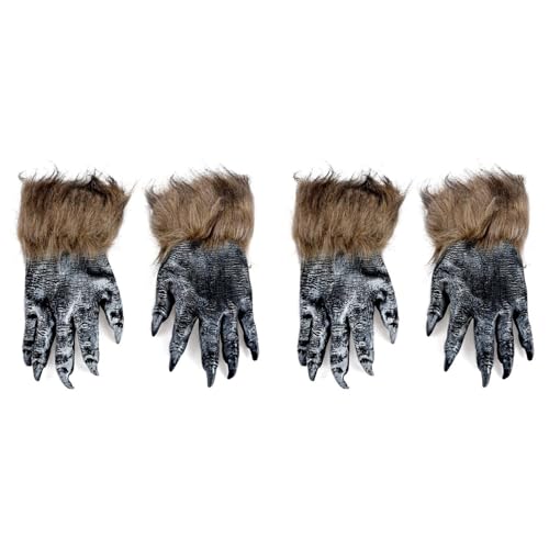 BLASHRD 2 Paar Wolf Handschuhe Halloween Maske Tier Maske Set Werwolf Maskerade Wolf (Groesse: L, Farbe: Schwarz) von BLASHRD