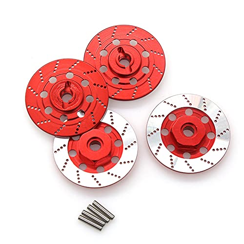 BLASHRD 4 StüCke Metall Bremse Scheibe Felgen Kasten Metall Hex Adapter 12Mm für 1/10 D4 On-Road Racing RC Auto Teile,Rot von BLASHRD